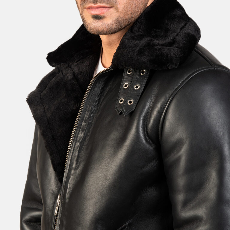 Mens Francis B-3 Black Leather Bomber Jacket8001-9-1578568392118